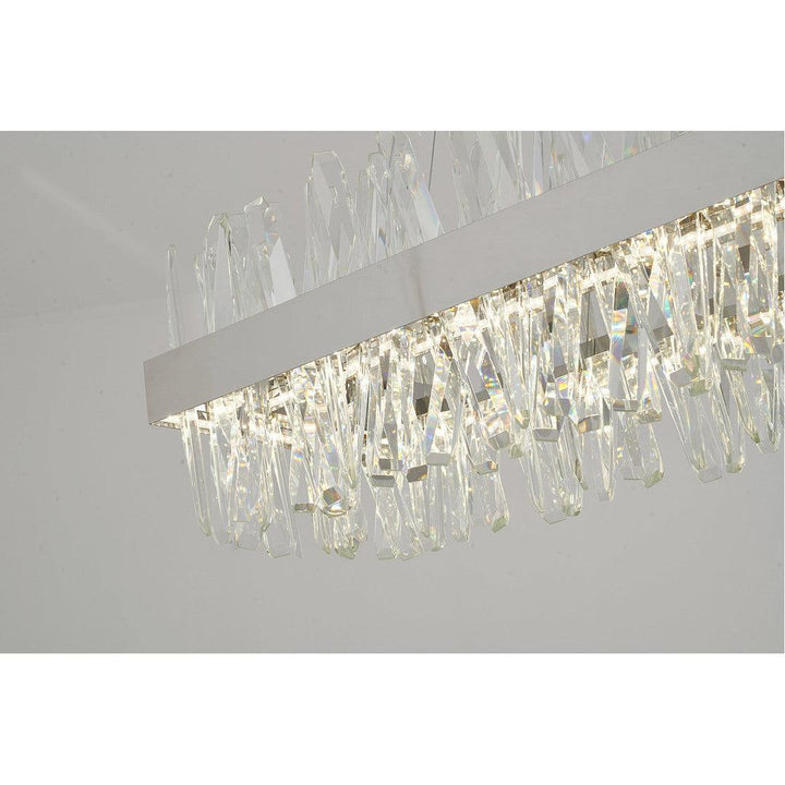 LED Steel Rectangular Frame with Clear Crystal Rod Linear Chandelier - LV LIGHTING