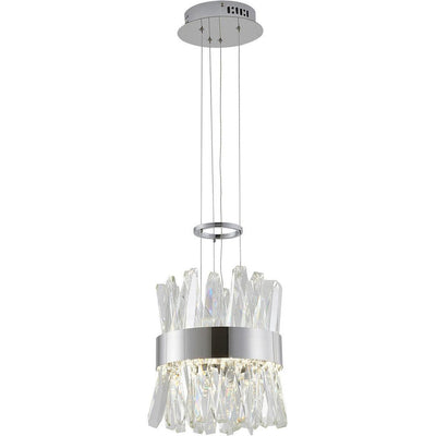 LED Steel Round Frame with Clear Crystal Rod Pendant - LV LIGHTING