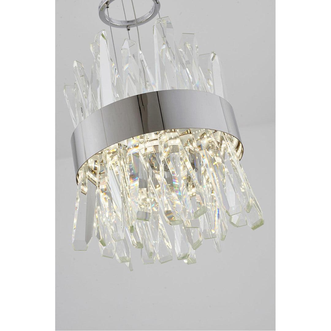 LED Steel Round Frame with Clear Crystal Rod Pendant - LV LIGHTING