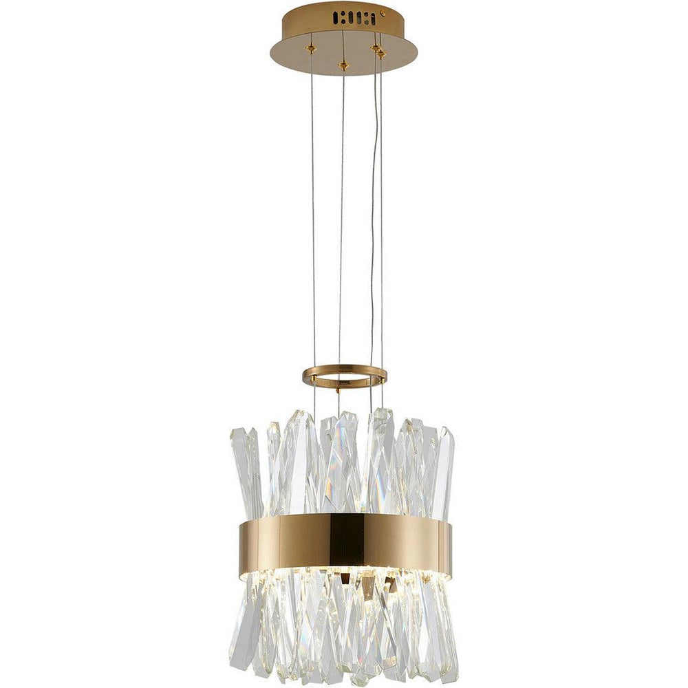 LED Steel Round Frame with Clear Crystal Rod Pendant - LV LIGHTING