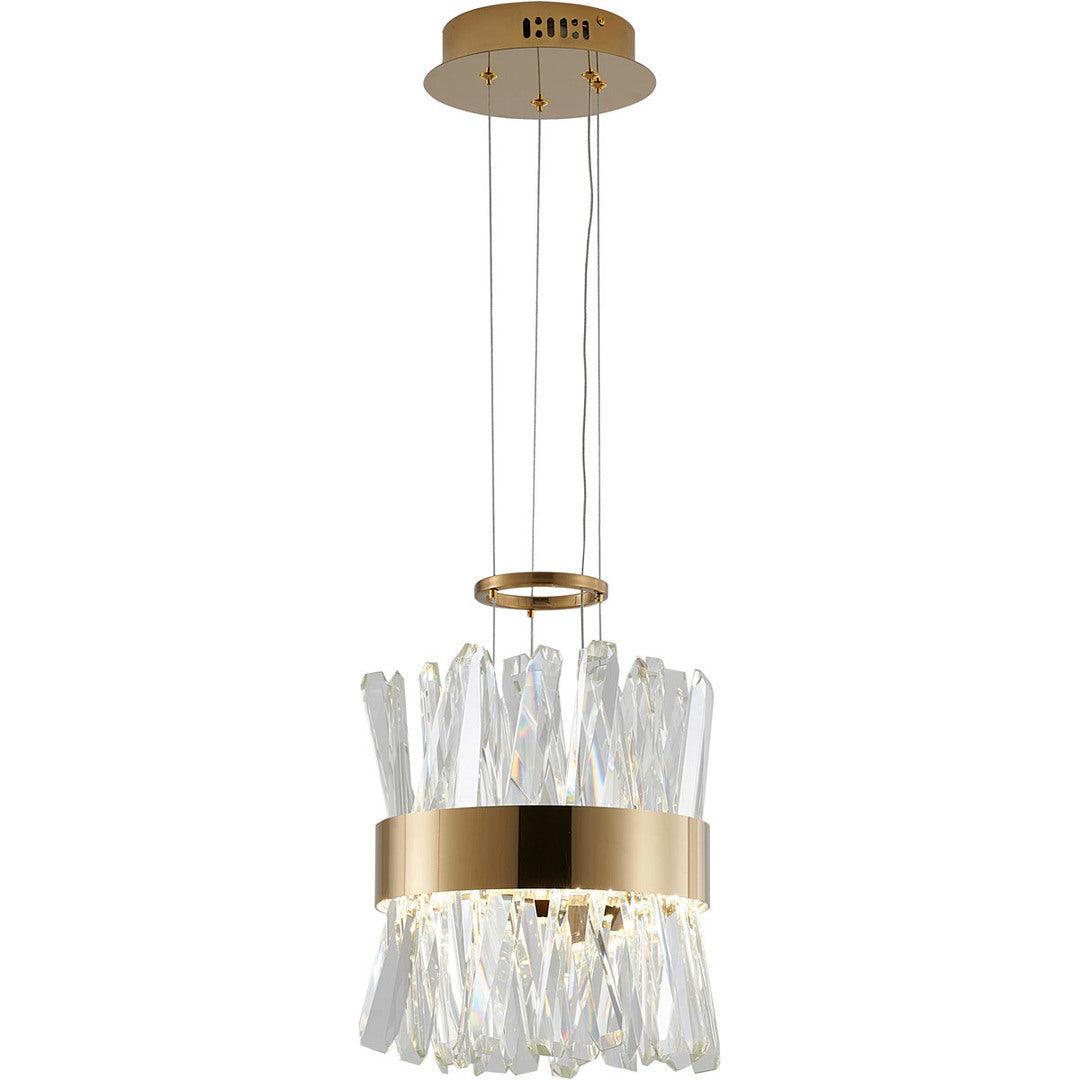 LED Steel Round Frame with Clear Crystal Rod Pendant - LV LIGHTING