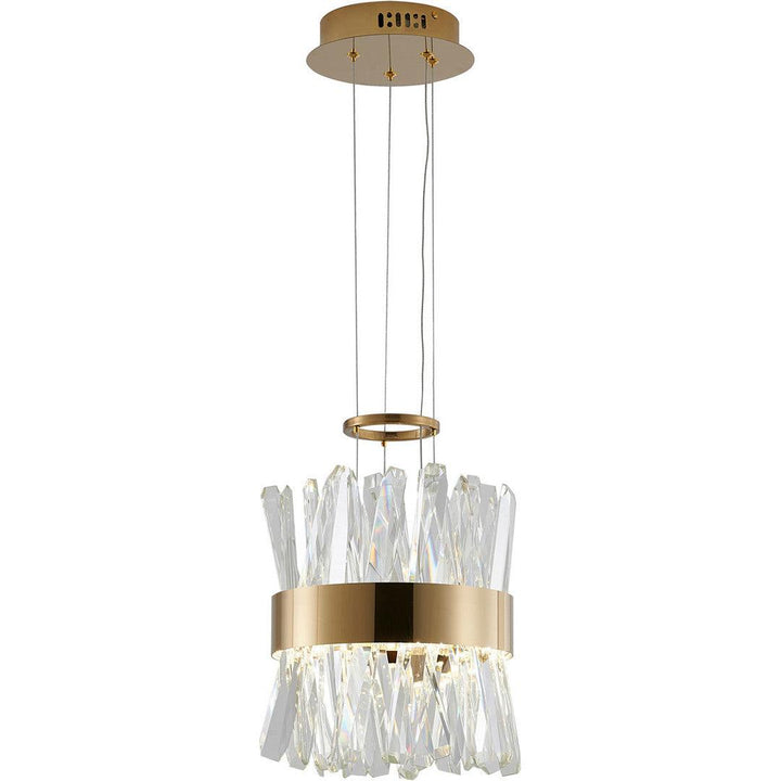 LED Steel Round Frame with Clear Crystal Rod Pendant - LV LIGHTING