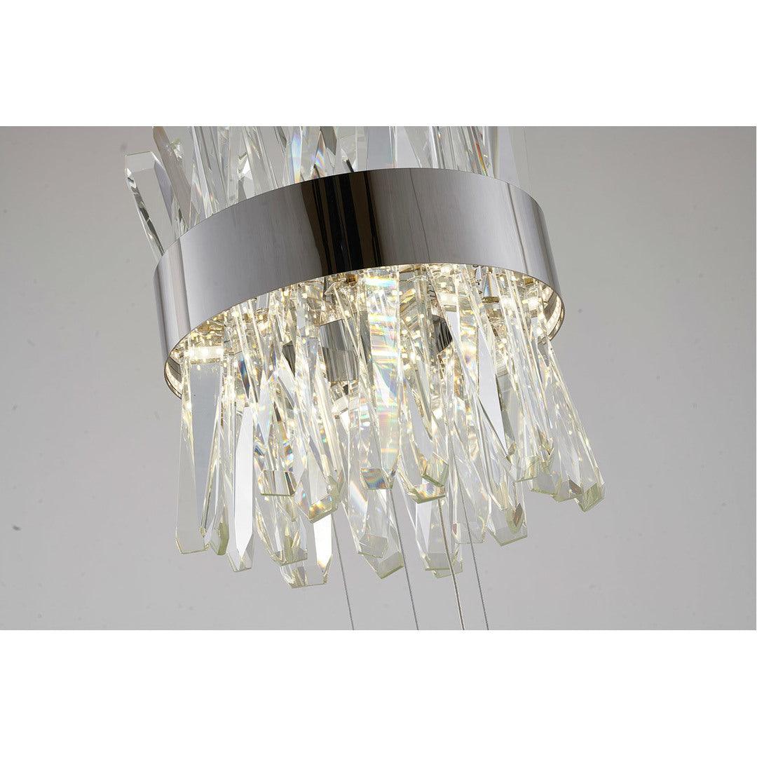 LED Steel Round Frame with Clear Crystal Rod Pendant - LV LIGHTING