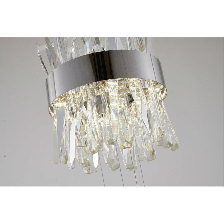 LED Steel Round Frame with Clear Crystal Rod Pendant - LV LIGHTING