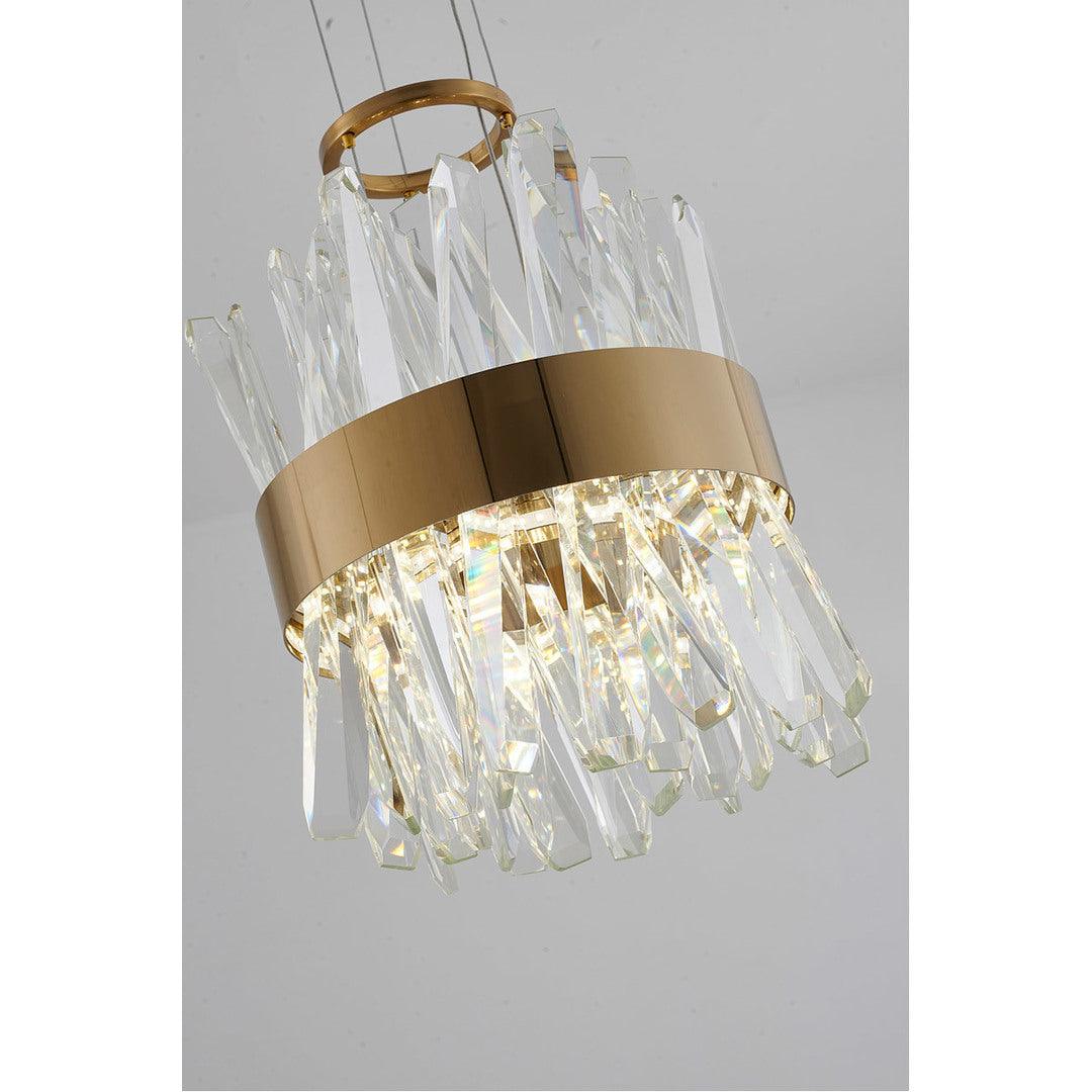 LED Steel Round Frame with Clear Crystal Rod Pendant - LV LIGHTING