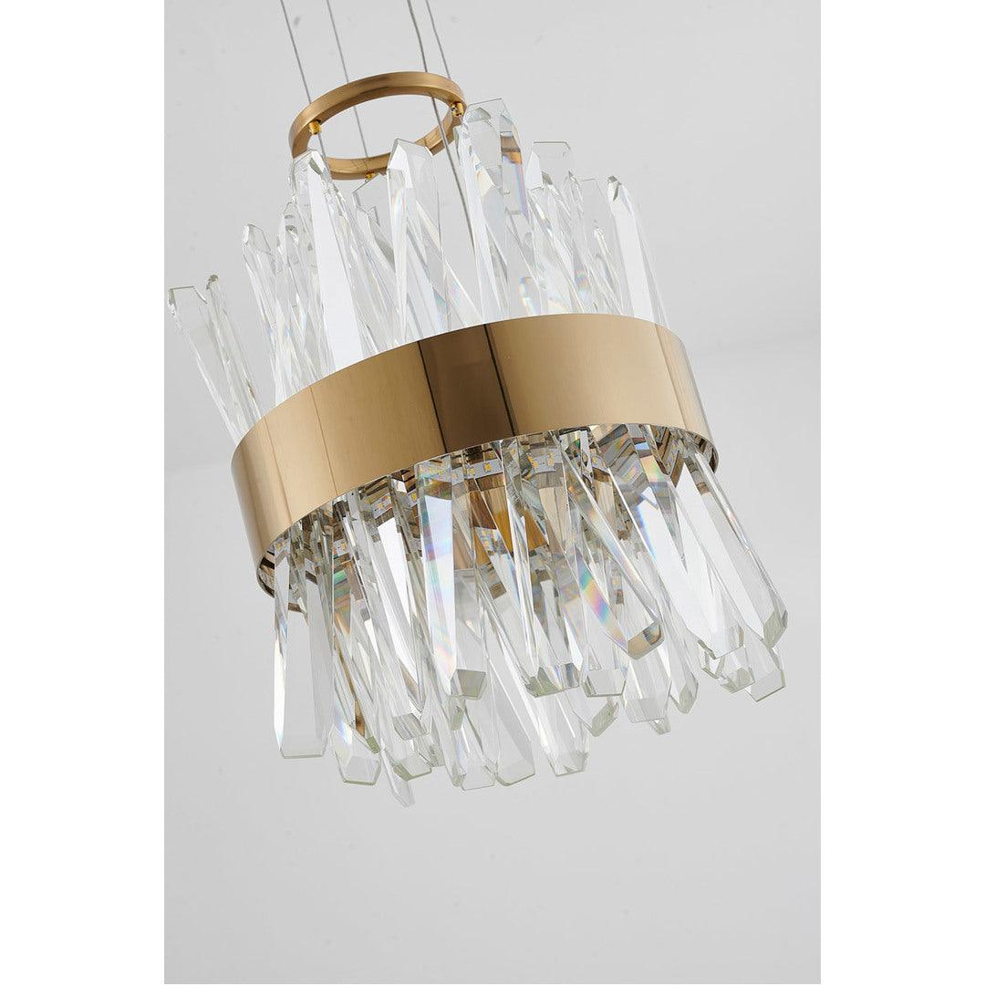 LED Steel Round Frame with Clear Crystal Rod Pendant - LV LIGHTING