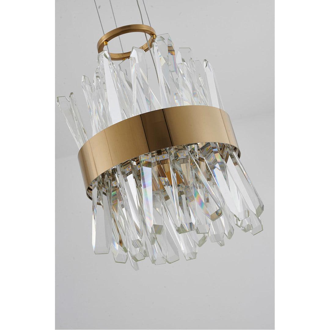 LED Steel Round Frame with Clear Crystal Rod Pendant - LV LIGHTING