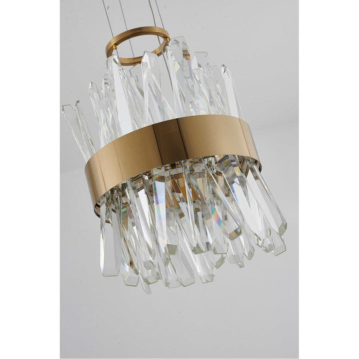 LED Steel Round Frame with Clear Crystal Rod Pendant - LV LIGHTING