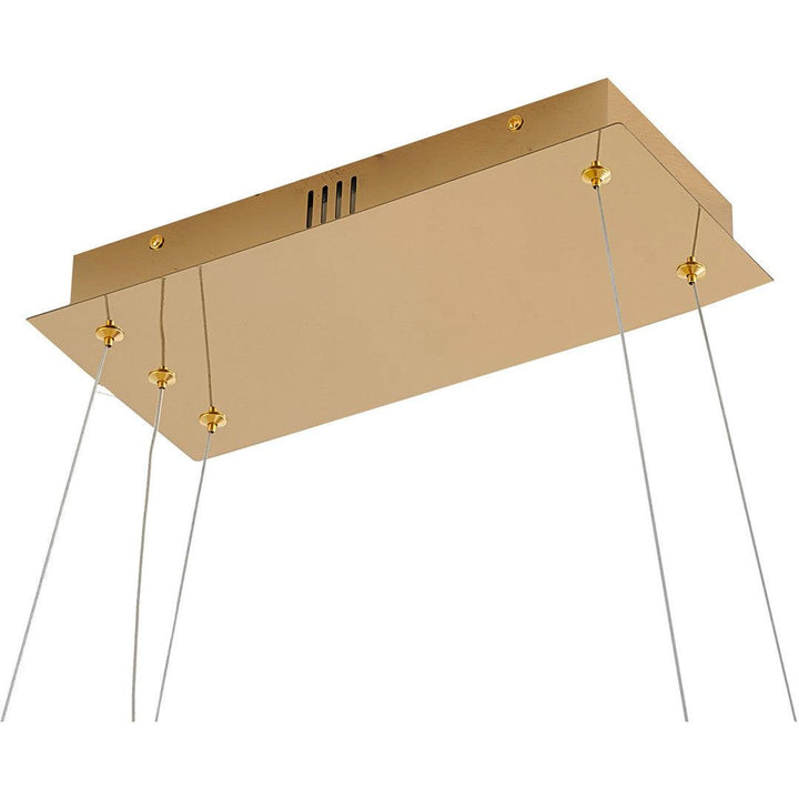 LED Gold Rectangular Frame with Clear Crystal Rod Linear Chandelier - LV LIGHTING
