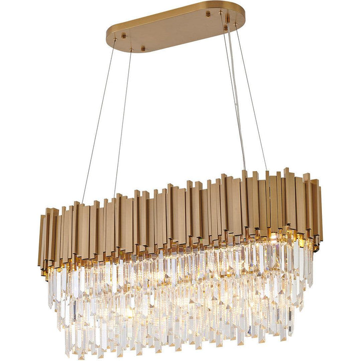 Gold Frame with Clear Crystal Rod Linear Chandelier - LV LIGHTING
