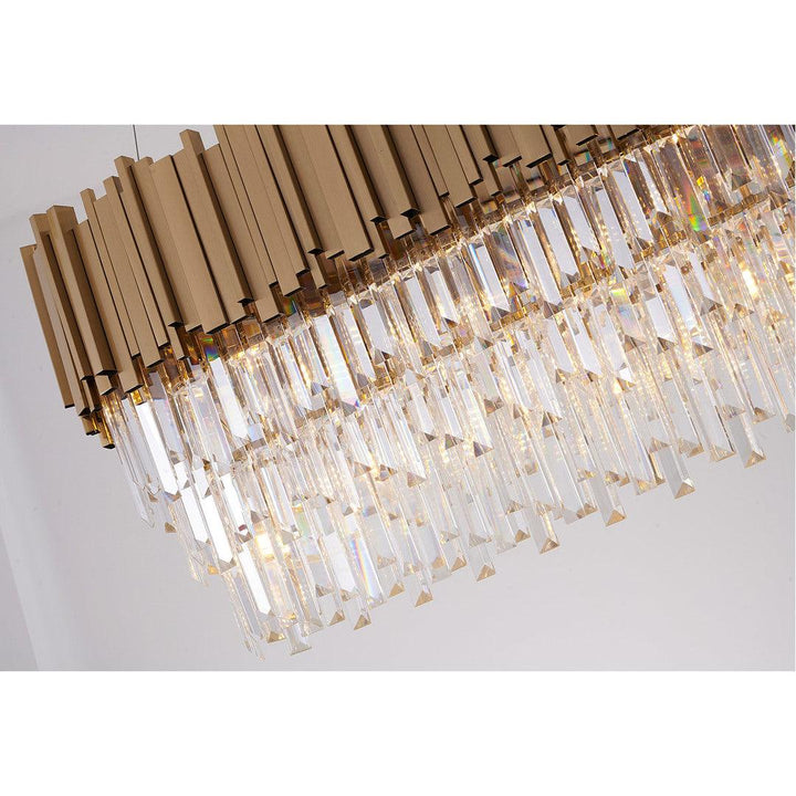 Gold Frame with Clear Crystal Rod Linear Chandelier - LV LIGHTING