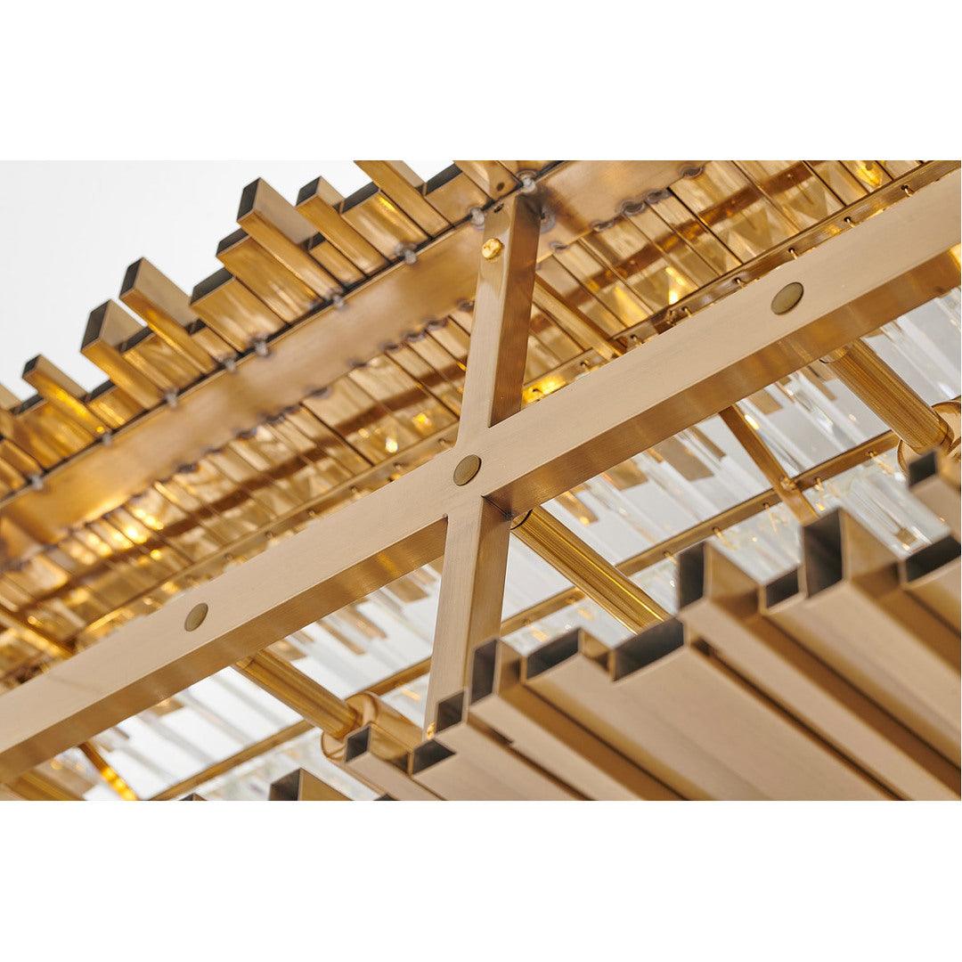 Gold Frame with Clear Crystal Rod Linear Chandelier - LV LIGHTING