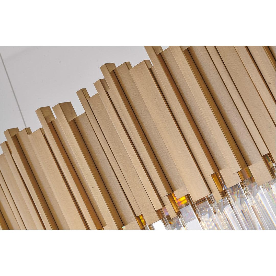 Gold Frame with Clear Crystal Rod Linear Chandelier - LV LIGHTING