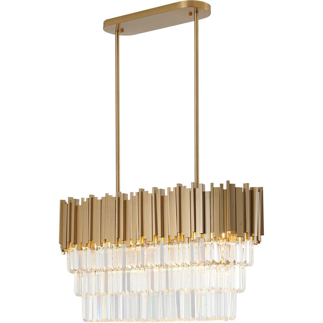Gold Frame with Clear Crystal Rod Linear Chandelier - LV LIGHTING