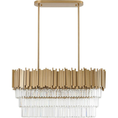 Gold Frame with Clear Crystal Rod Linear Chandelier - LV LIGHTING