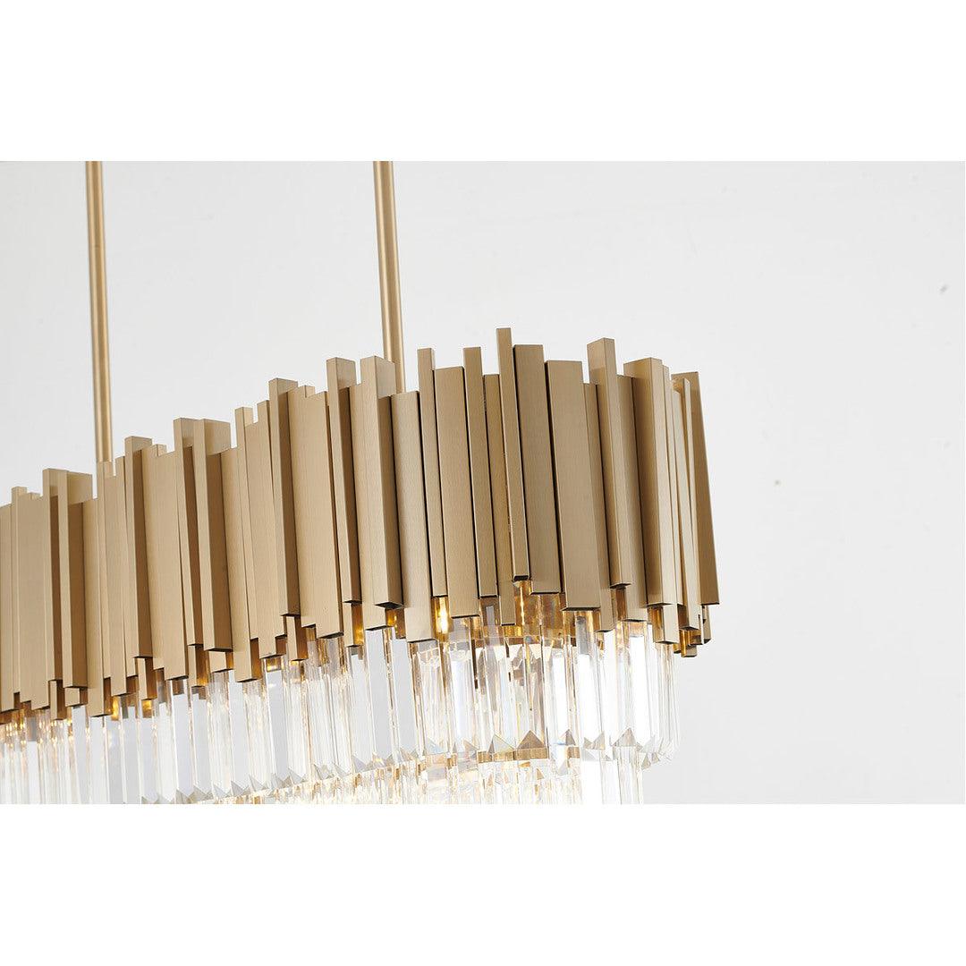 Gold Frame with Clear Crystal Rod Linear Chandelier - LV LIGHTING