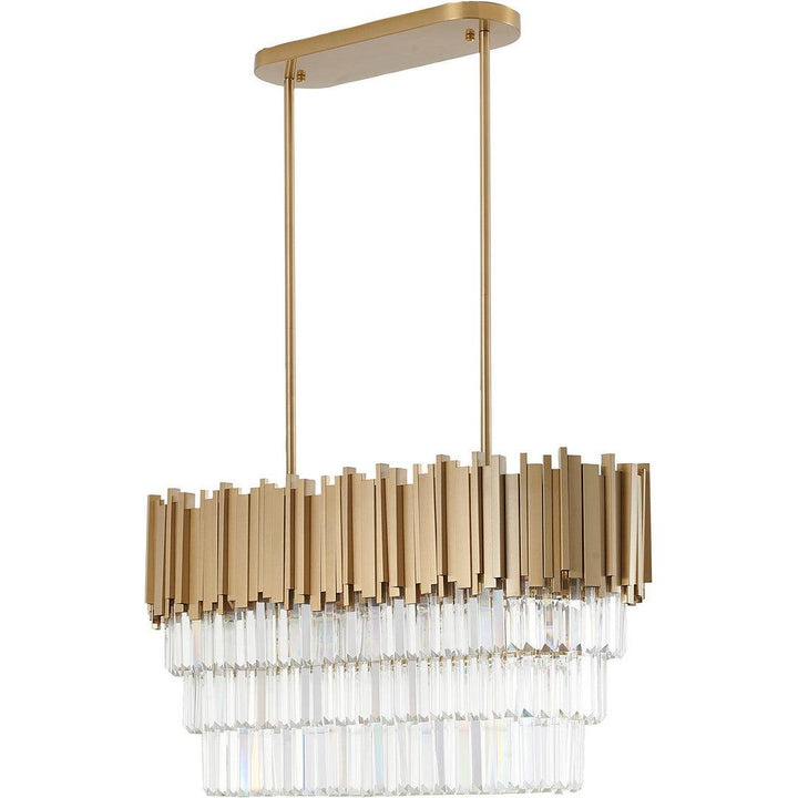 Gold Frame with Clear Crystal Rod Linear Chandelier - LV LIGHTING