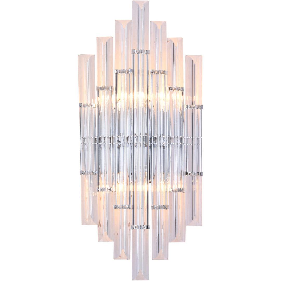 Chrome Frame with Clear Glass Rod Wall Sconce - LV LIGHTING