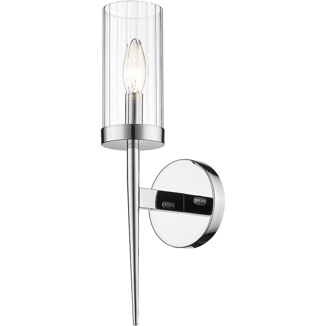 Steel Frame with Clear Cylindrical Glass Shade Wall Sconce