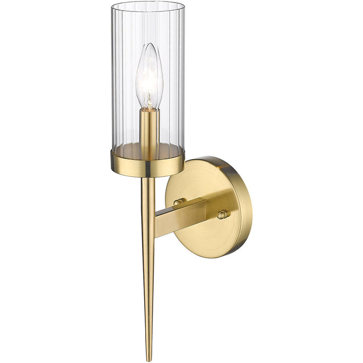 Steel Frame with Clear Cylindrical Glass Shade Wall Sconce