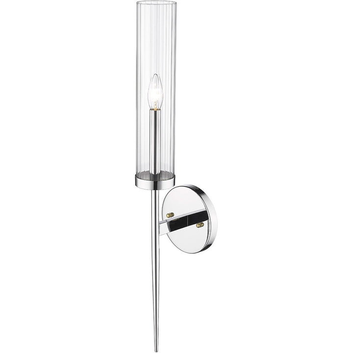 Steel Frame with Clear Cylindrical Glass Shade Wall Sconce
