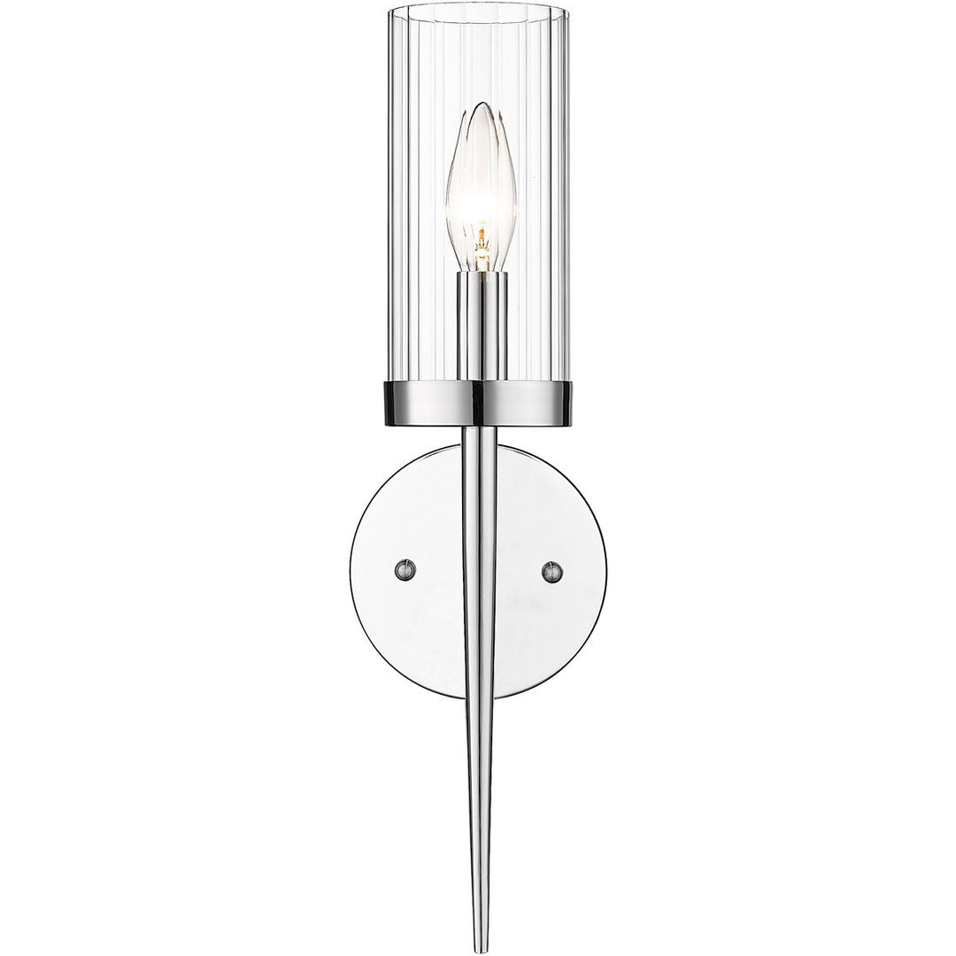 Steel Frame with Clear Cylindrical Glass Shade Wall Sconce
