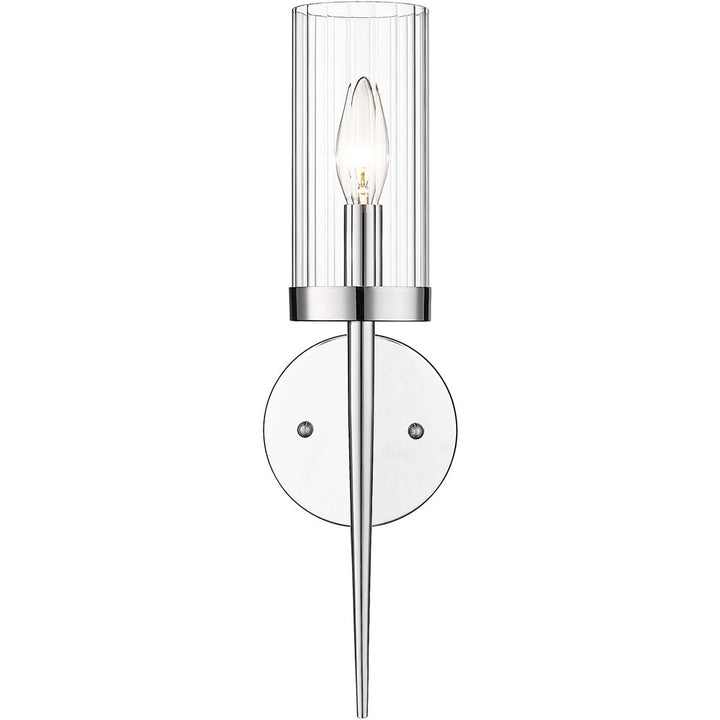 Steel Frame with Clear Cylindrical Glass Shade Wall Sconce