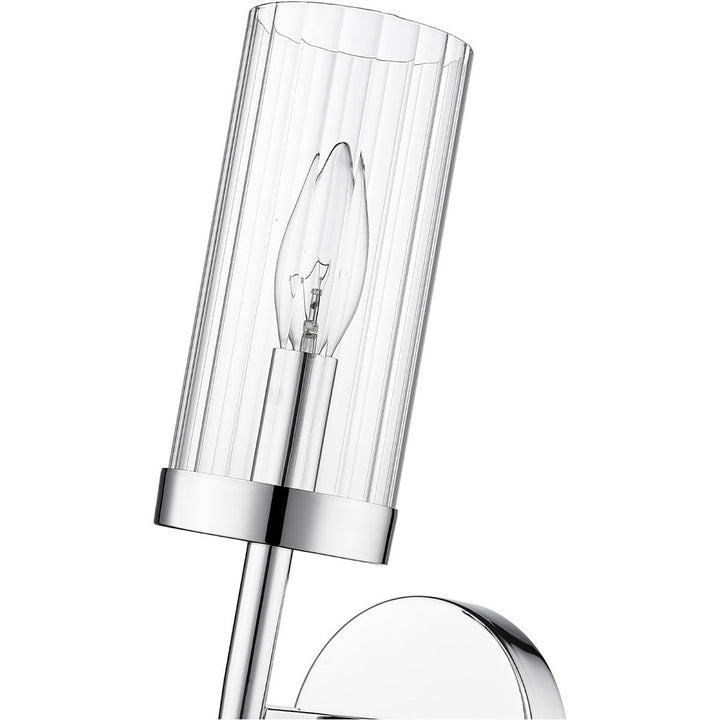 Steel Frame with Clear Cylindrical Glass Shade Wall Sconce