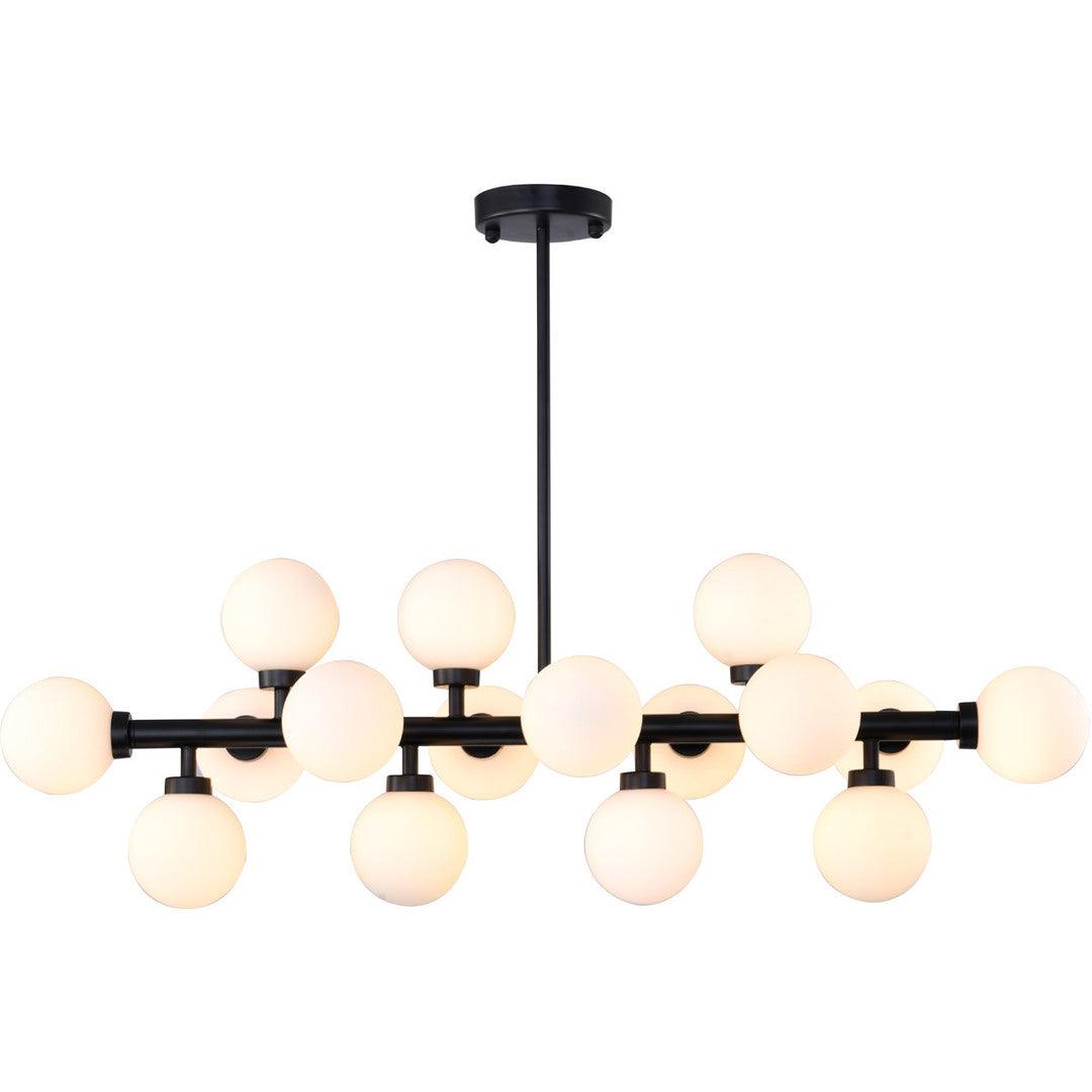 Black Frame with Milk White Glass Shade Linear Chandelier - LV LIGHTING