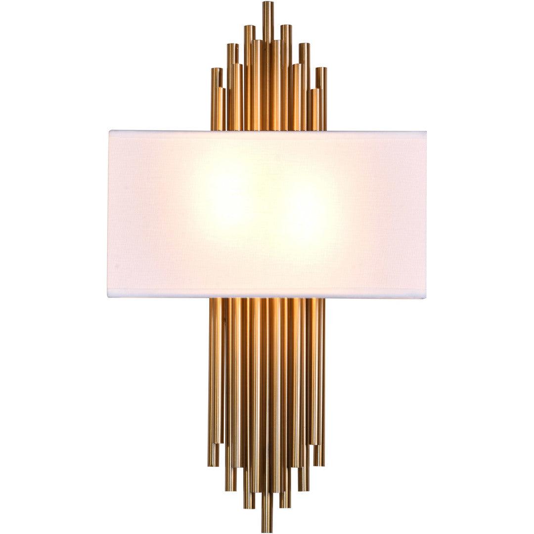Gold Rod Frame with White Fabric Shade Wall Sconce - LV LIGHTING