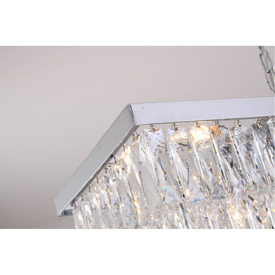 Steel Rectangular Frame with Clear Crystal Linear Chandelier
