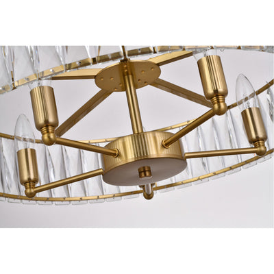 Steel Round Frame with Clear Crystal Chandelier