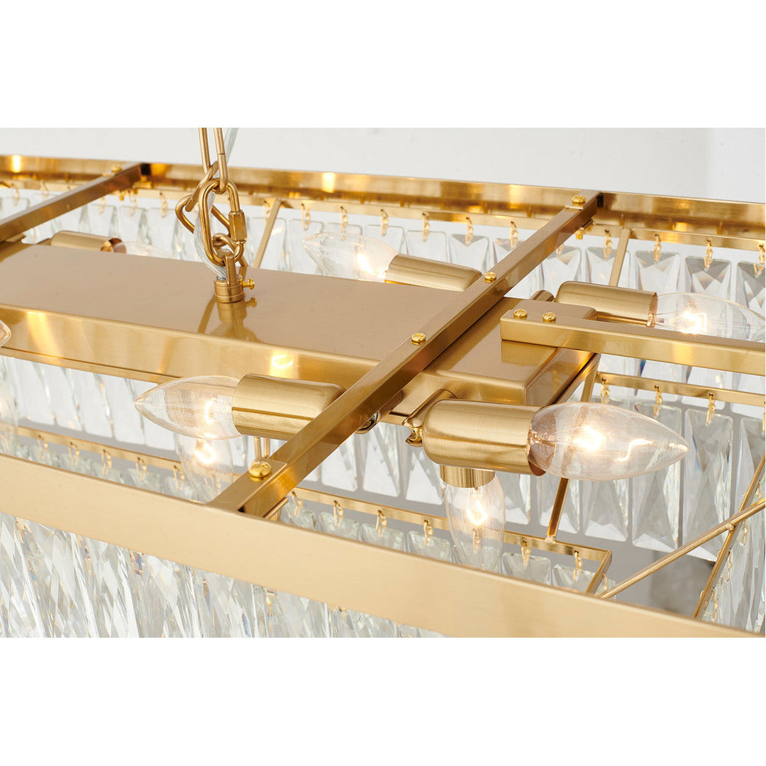 Steel Rectangular Frame with Clear Crystal Linear Chandelier by Bethel - view 5
