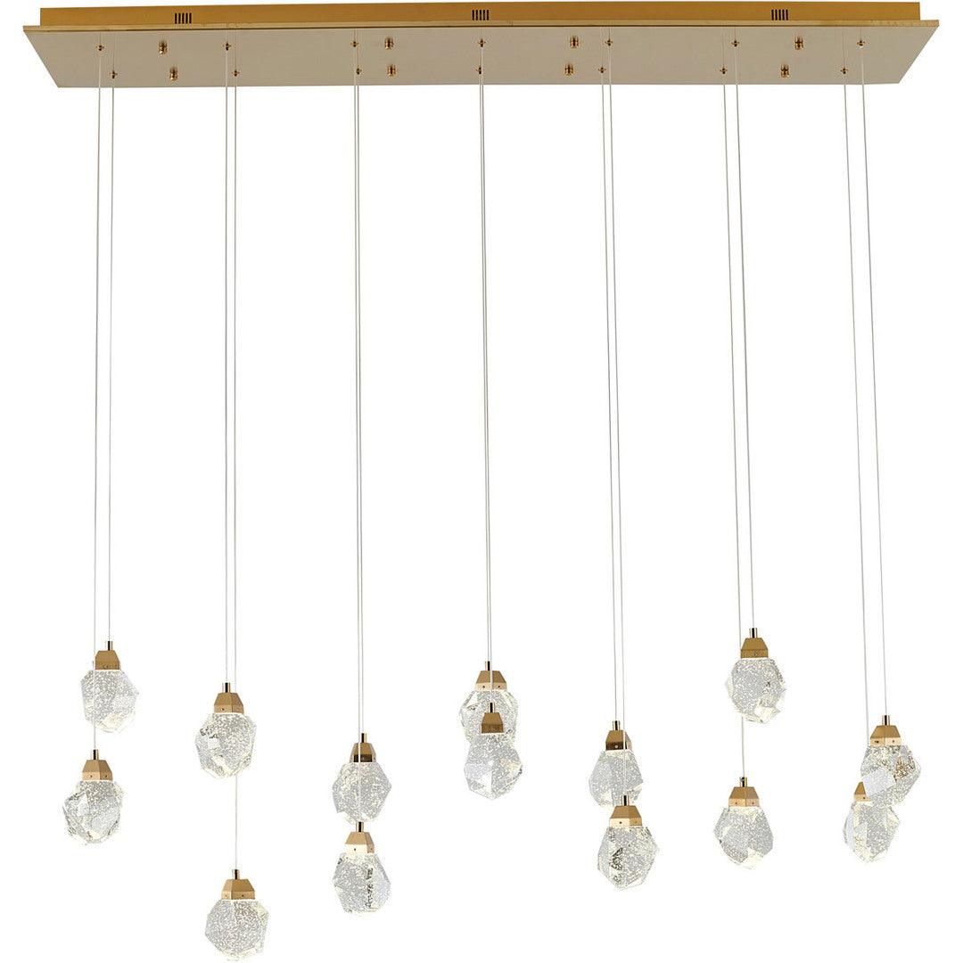 LED Gold Frame wit Clear Bubble Crystal Diffuser Linear Pendant - LV LIGHTING