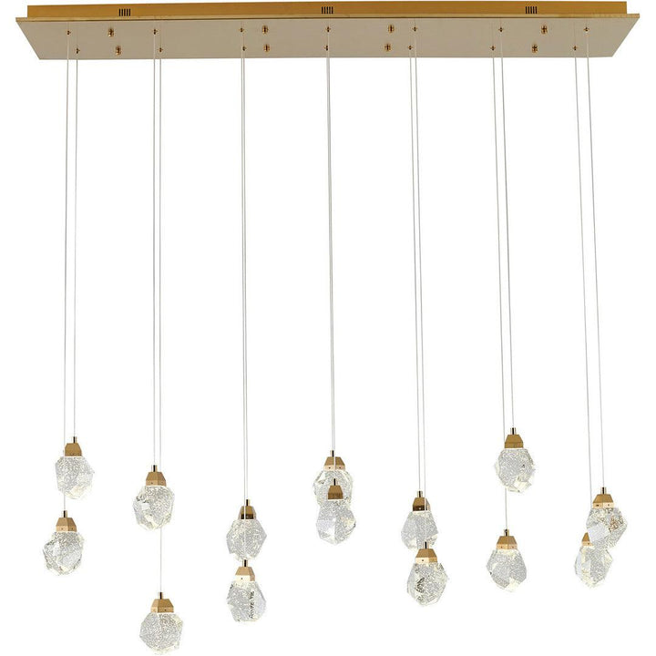 LED Gold Frame wit Clear Bubble Crystal Diffuser Linear Pendant - LV LIGHTING
