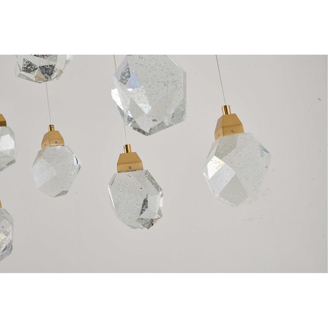 LED Gold Frame wit Clear Bubble Crystal Diffuser Linear Pendant - LV LIGHTING