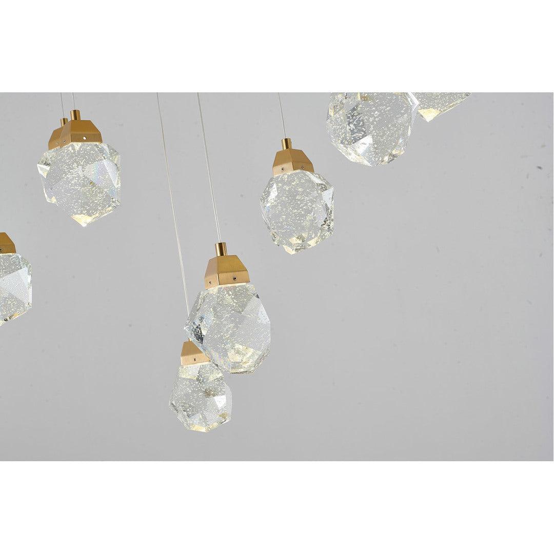 LED Gold Frame wit Clear Bubble Crystal Diffuser Linear Pendant - LV LIGHTING