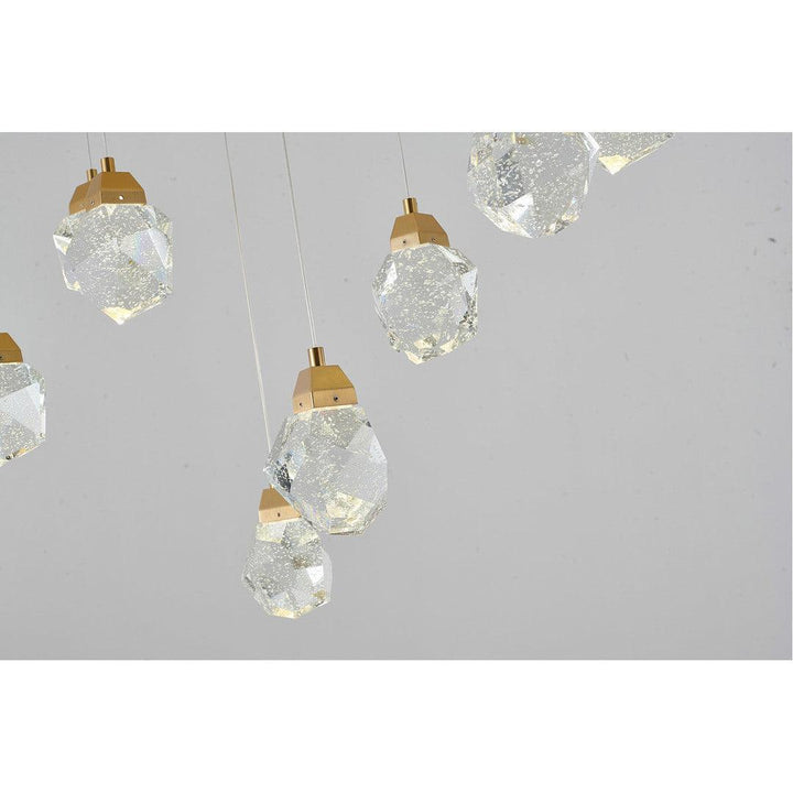 LED Gold Frame wit Clear Bubble Crystal Diffuser Linear Pendant - LV LIGHTING