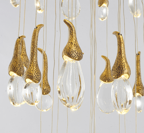 LED Antique Brass Frame with Clear Crystal Chandelier - LV LIGHTING