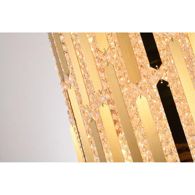 Gold Stainless Steel Frame with Clear Crystal Strand Pendant - LV LIGHTING