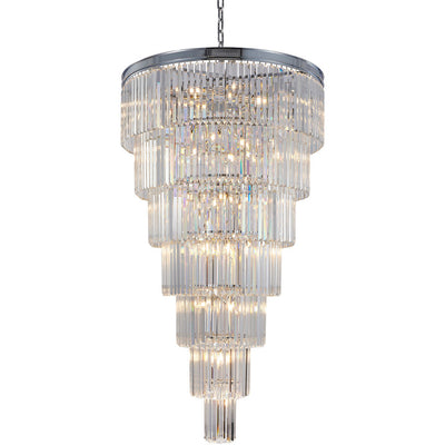 Steel Round Frame with Clear Crystal Rod Chandelier