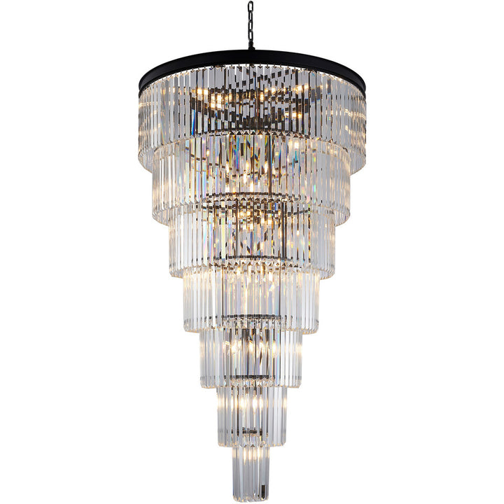 Steel Round Frame with Clear Crystal Rod Chandelier