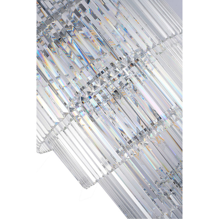 Steel Round Frame with Clear Crystal Rod Chandelier