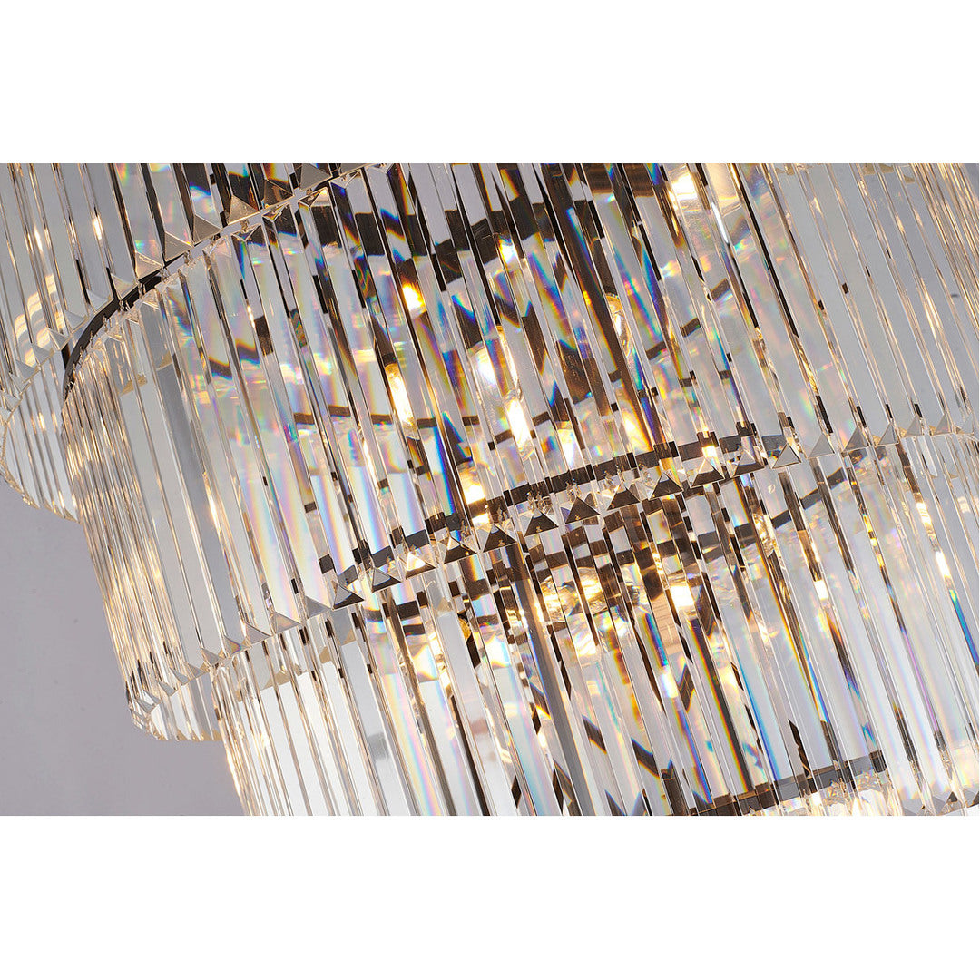 Steel Round Frame with Clear Crystal Rod Chandelier