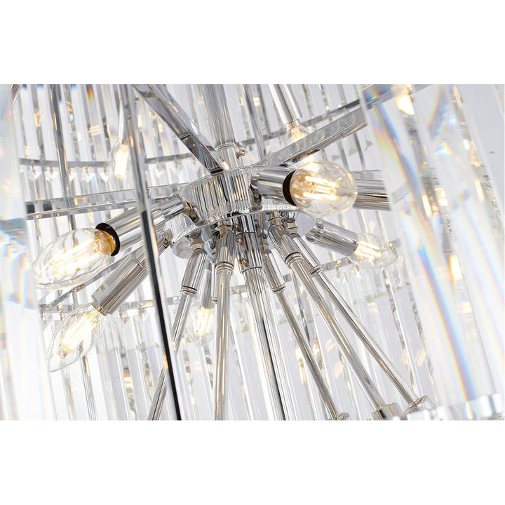Steel Round Frame with Clear Crystal Rod Chandelier