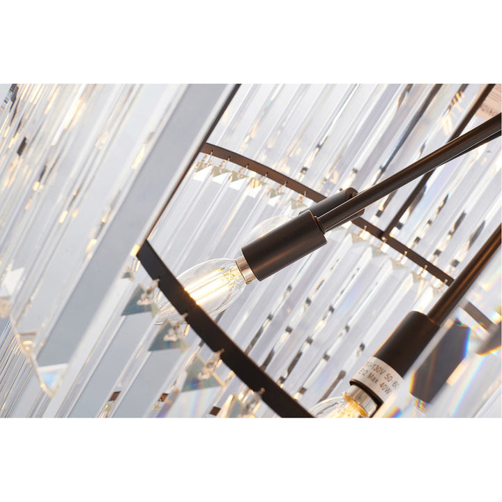 Steel Round Frame with Clear Crystal Rod Chandelier