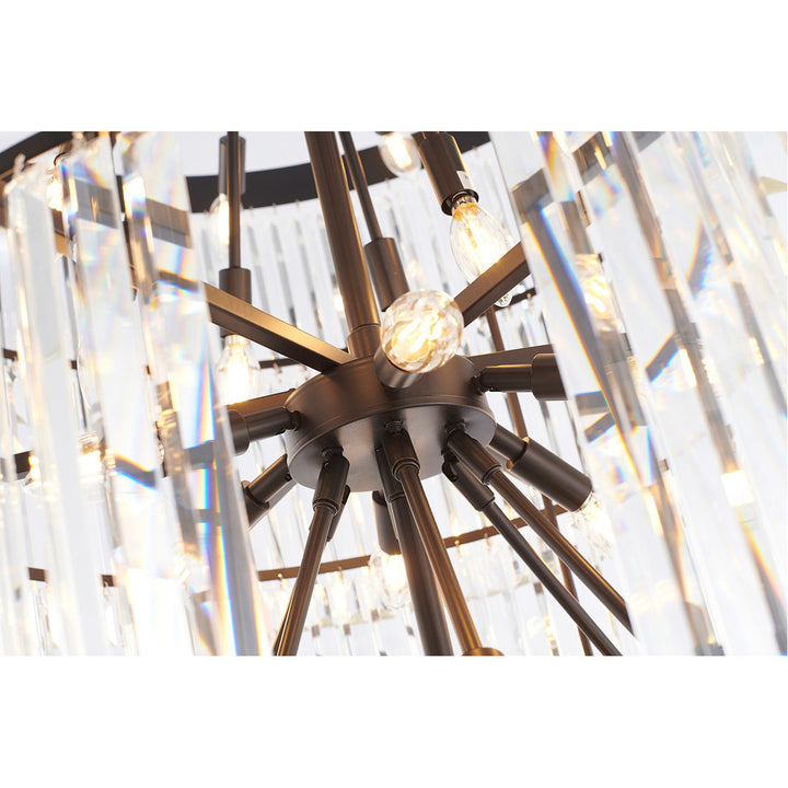 Steel Round Frame with Clear Crystal Rod Chandelier