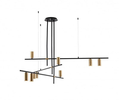 Black Frame with Gold Accent Linear Chandelier - LV LIGHTING