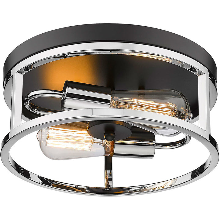 Steel Round Open Air Frame Flush Mount in Black with Chrome by Bethel