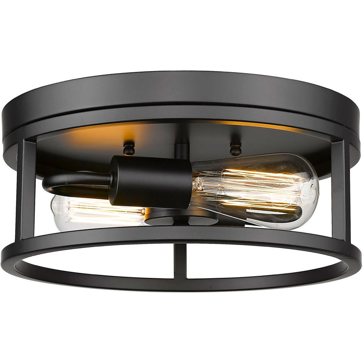 Steel Round Open Air Frame Flush Mount in Black by Bethel